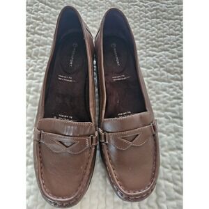 Rockport AdiPrene By Adidas Vegan Leather Loafers Women Size 9.5 Chocolate